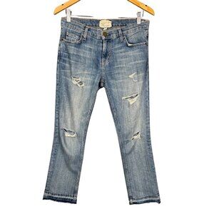 Current/Elliott The Cropped Straight Distressed Jeans Women’s Size 26